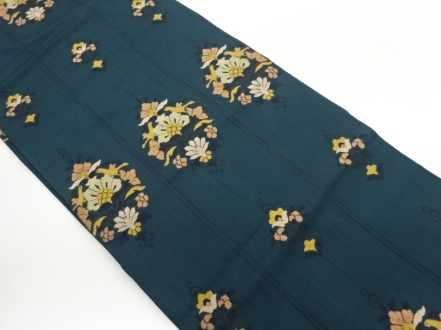 JAPANESE KIMONO / NAGOYA OBI / WOVEN ABSTRACT BIRD & FLOWER